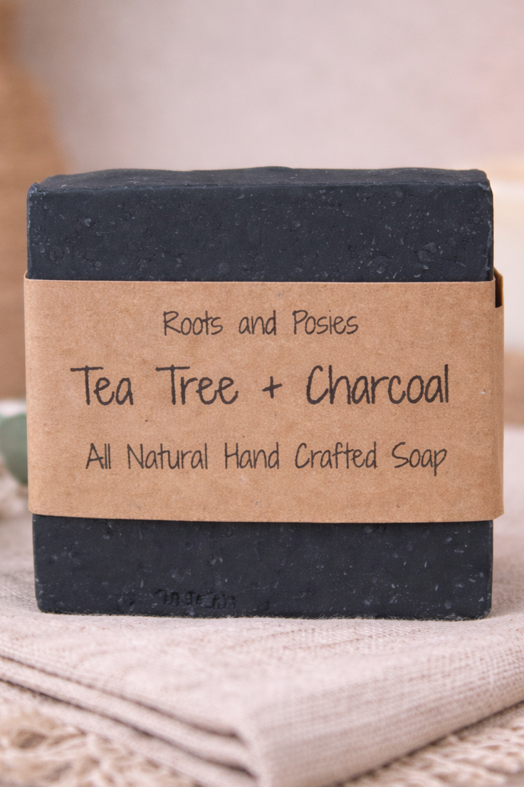 Tea Tree + Charcoal Handcrafted Soap for Acne Prone + Oily Skin